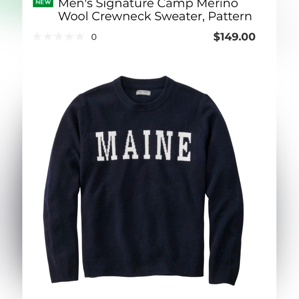 LL Bean Signature Merino Wool Men's Crewneck Sweater NWT XL Reg